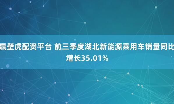 赢壁虎配资平台 前三季度湖北新能源乘用车销量同比增长35.01%